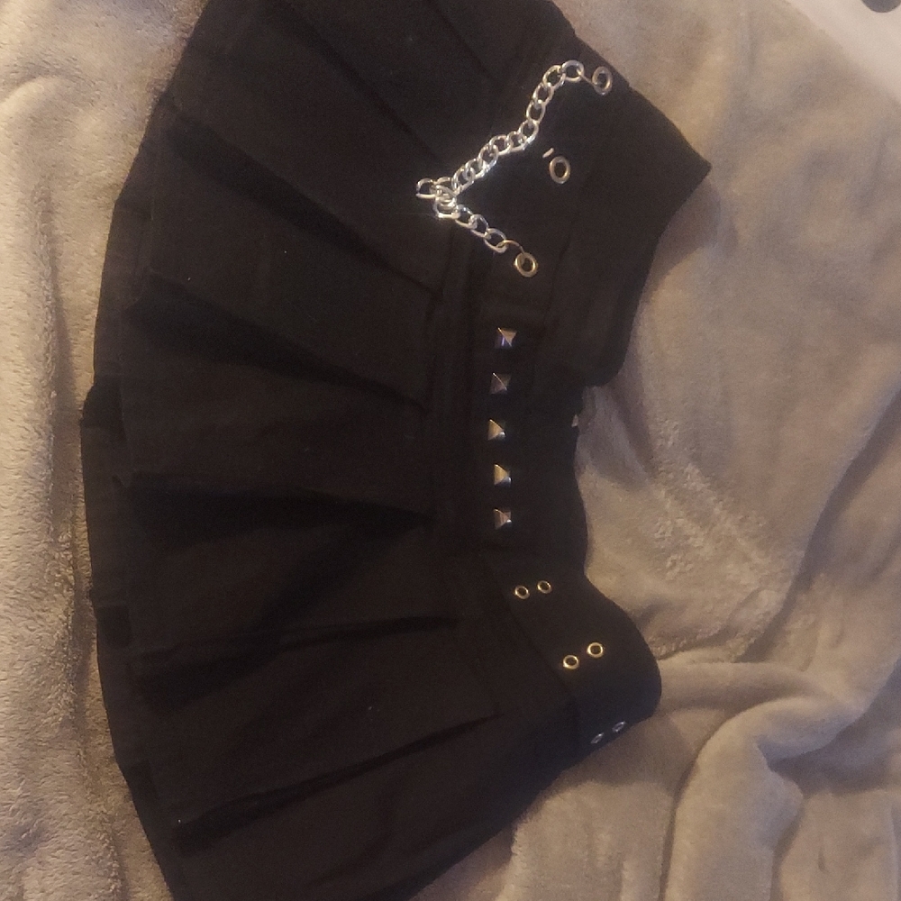 Royal Bones Black Mini Skirt with Chain and Studs